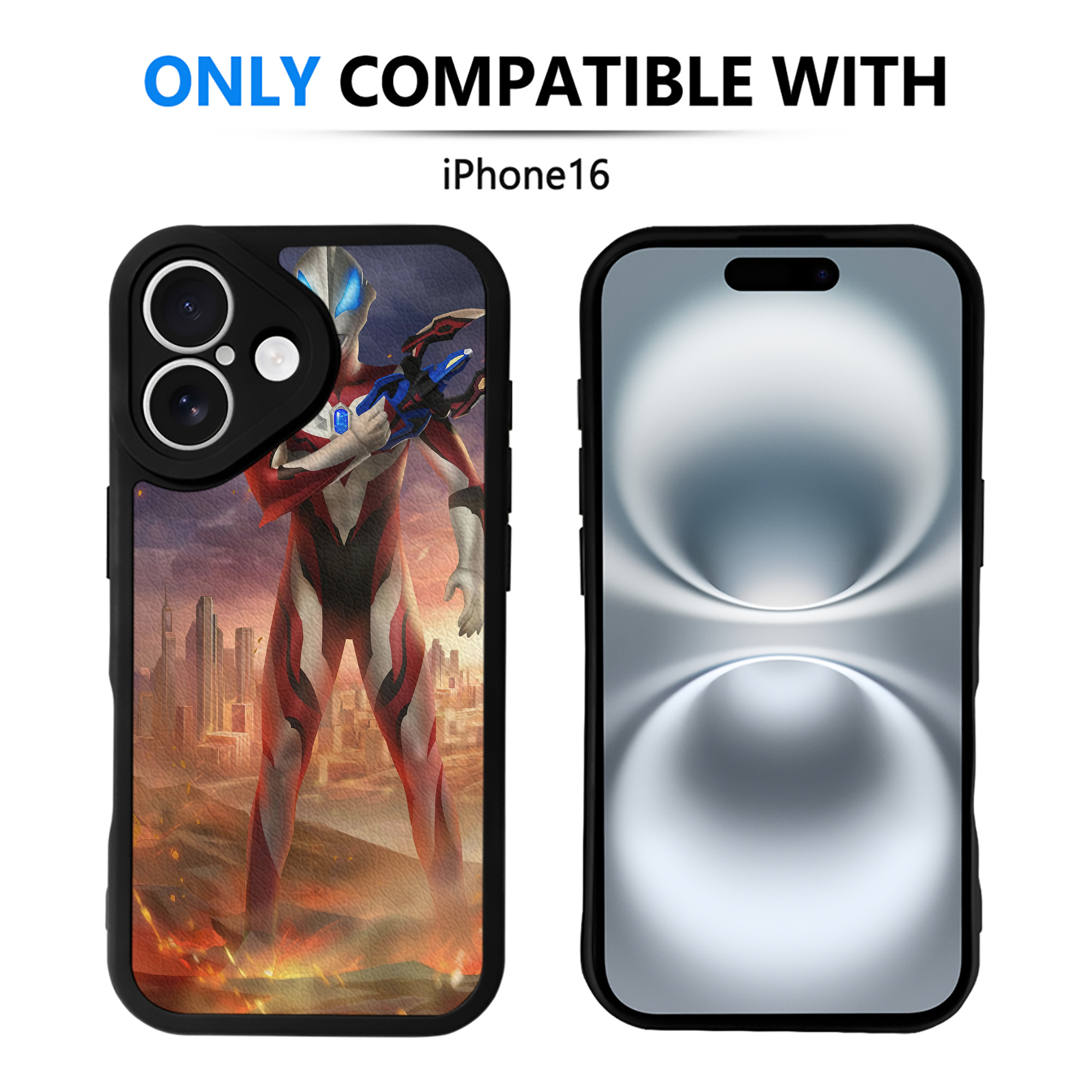 （画像用） ウルトラマン Ultraman 【iPhone 16シリーズ対応】シリコンスマホケース（レザー調） 材質：シリコン